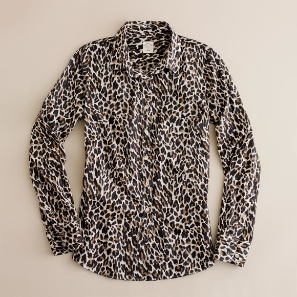 J. Crew Tops - J.Crew Perfect Shirt Leopard Print Button down 0